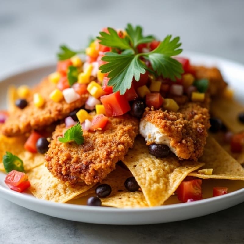 Sheet Pan Crispy Chicken Nachos with Fresh Pico