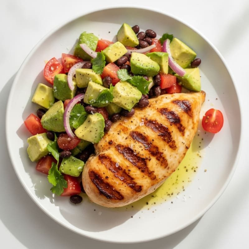 Grilled Chicken with Avocado and Black Bean Salsa