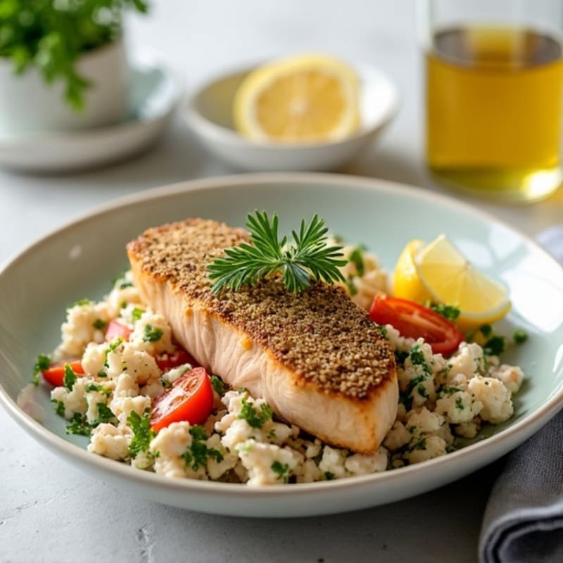 Protein-Packed Herb-Crusted Tuna with Crab Salad