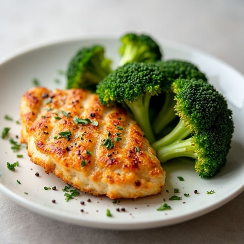 Crispy Lemon Garlic Chicken with Roasted Broccoli