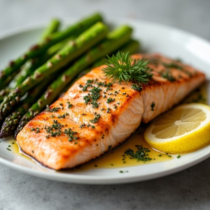 Lemon Herb Grilled Salmon with Roasted Asparagus
