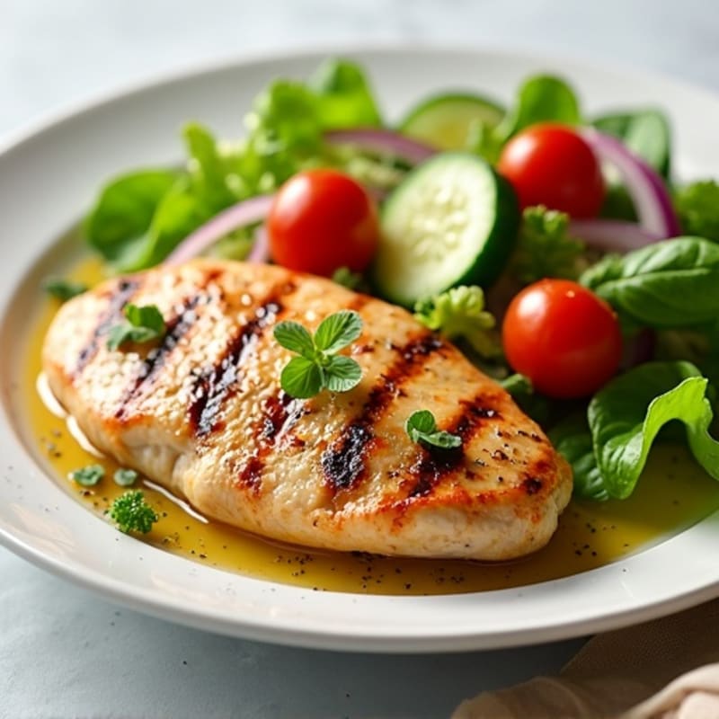 Lemon Herb Grilled Chicken Breast with Fresh Garden Salad