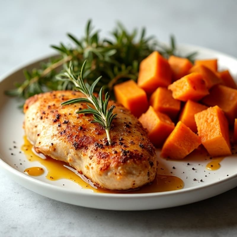 Crispy Roasted Chicken with Sweet Potatoes