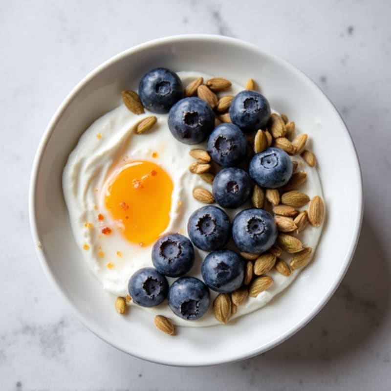 Greek Yogurt with Pumpkin Seeds and Blueberries