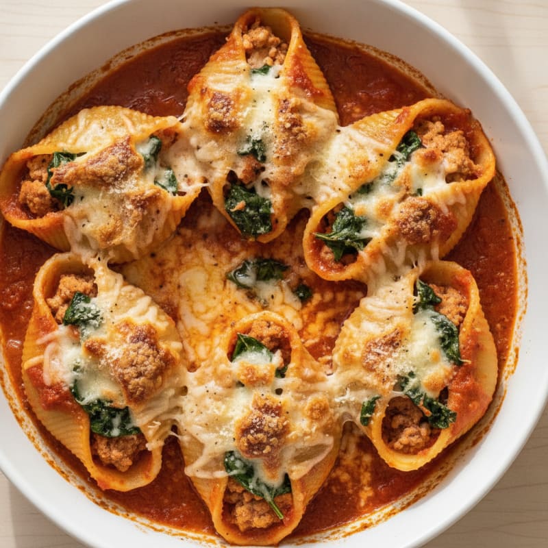 Baked Spinach Ricotta Stuffed Shells
