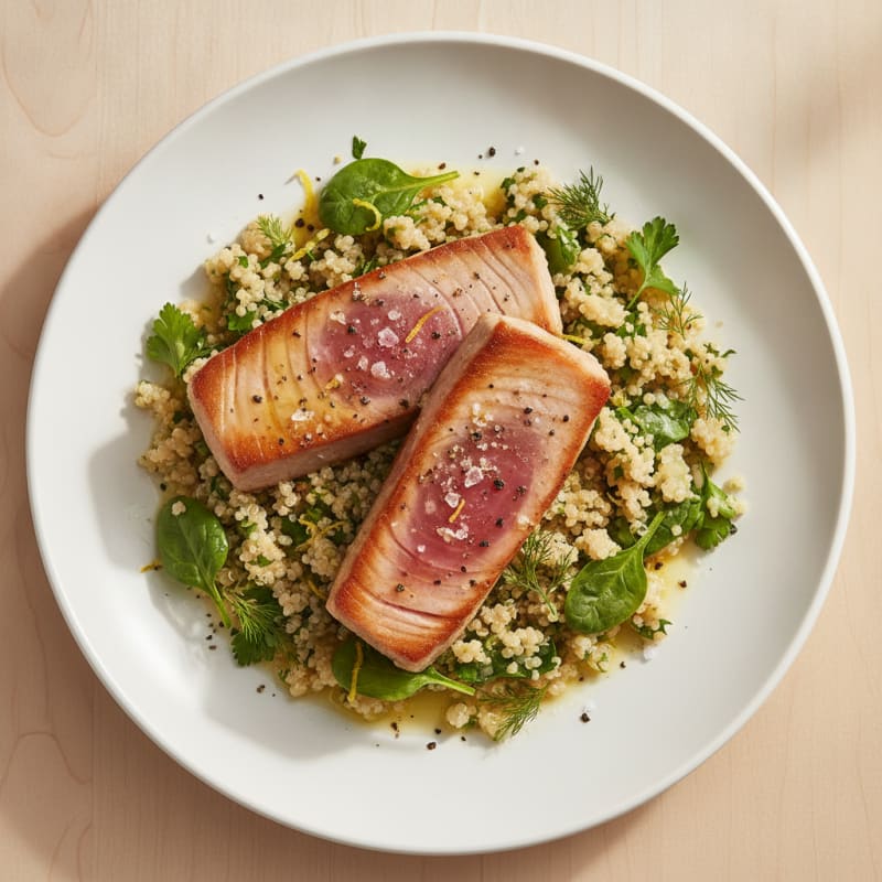 Seared Tuna with Lemon-Herb Quinoa