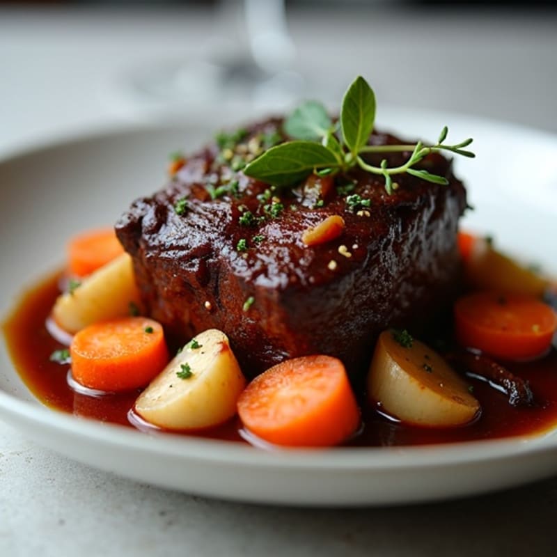 Red Wine Braised Short Ribs with Root Vegetables