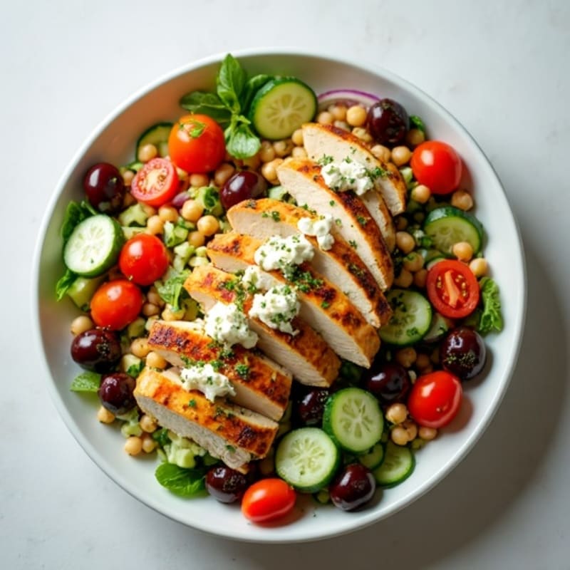 Feta and Fresh Vegetable Chopped Salad with Tangy Herb Vinaigrette
