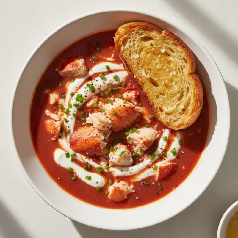 Creamy Lobster Bisque with Toasted Brioche