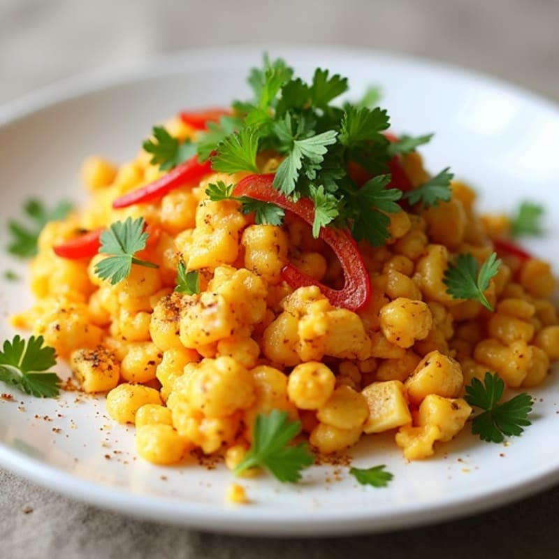 Spiced Egg White Scramble with Paneer and Fresh Cilantro