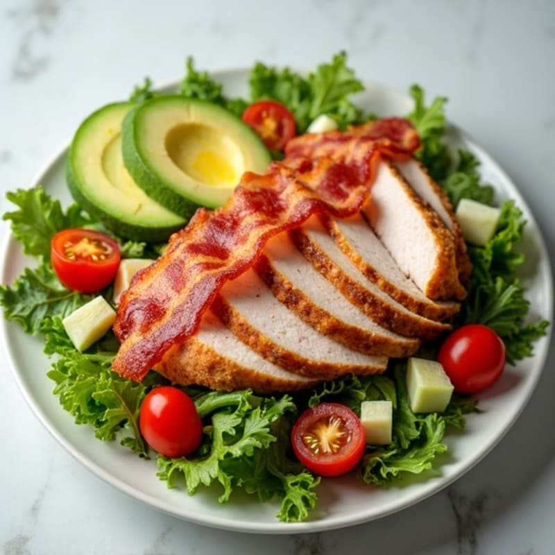 Roasted Turkey Club Salad with Crispy Bacon and Fresh Greens
