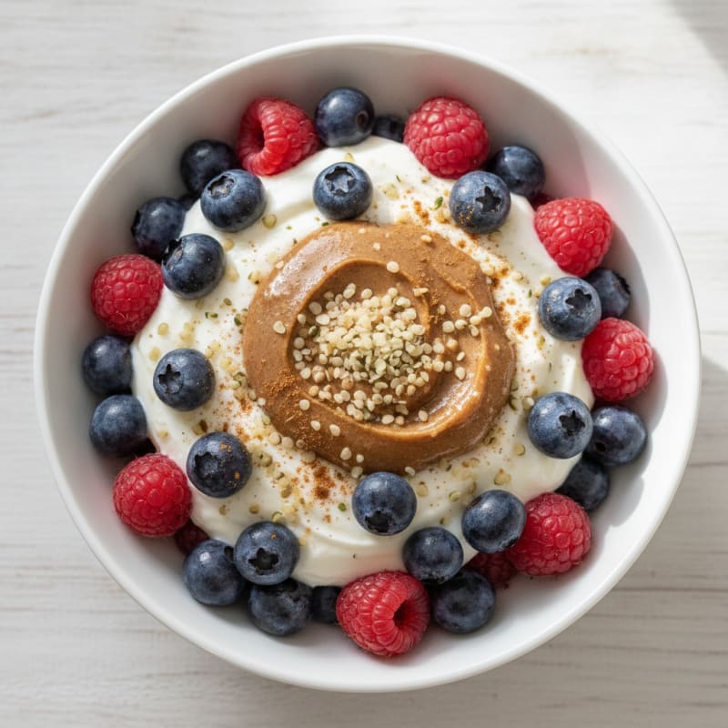 Greek Yogurt Parfait with Almond Butter and Berries
