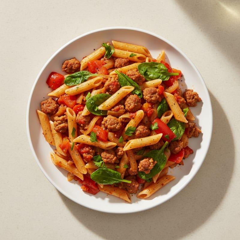 Smoky Chorizo and Roasted Red Pepper Pasta