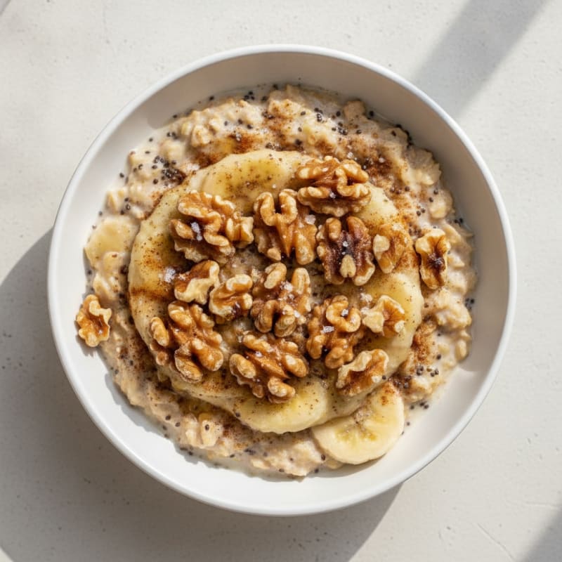 Banana Bread Overnight Oats with Walnuts