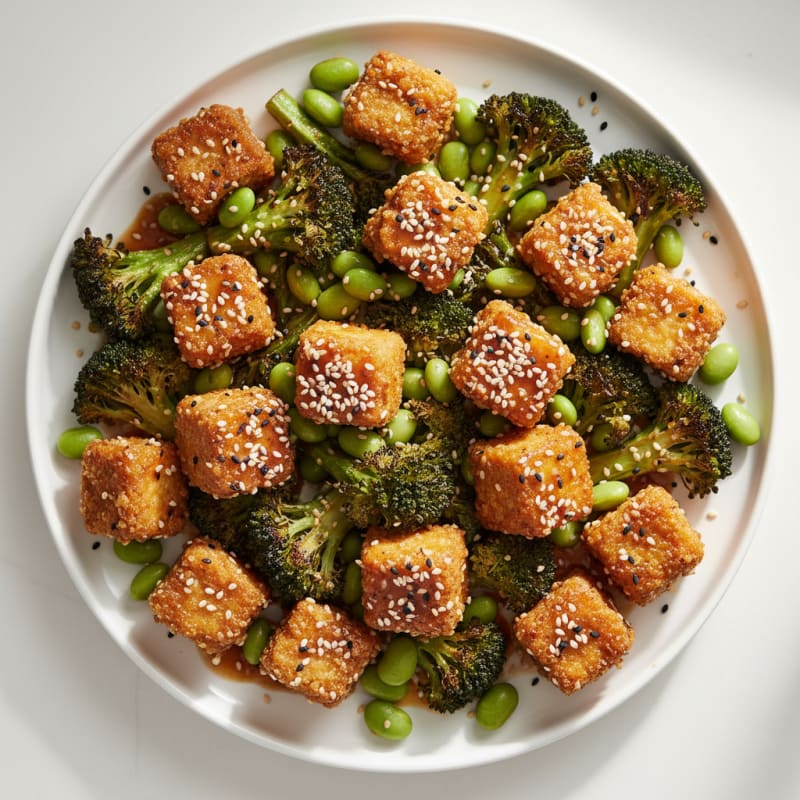 Crispy Sesame Tofu and Roasted Vegetables