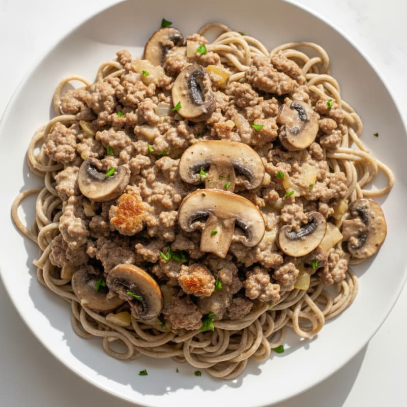Ground Beef and Mushroom Stroganoff