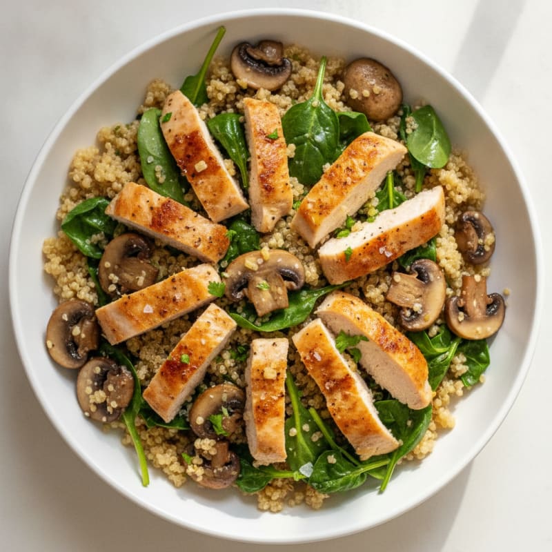 Garlic Mushroom Quinoa Bowl