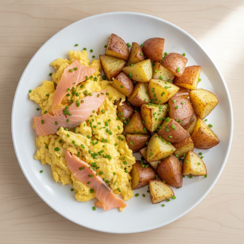 Smoked Salmon Scramble with Roasted Potatoes