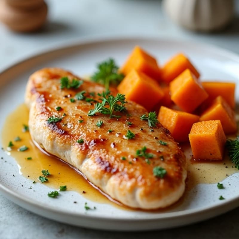 Honey-Glazed Pan Seared Chicken with Sweet Potatoes