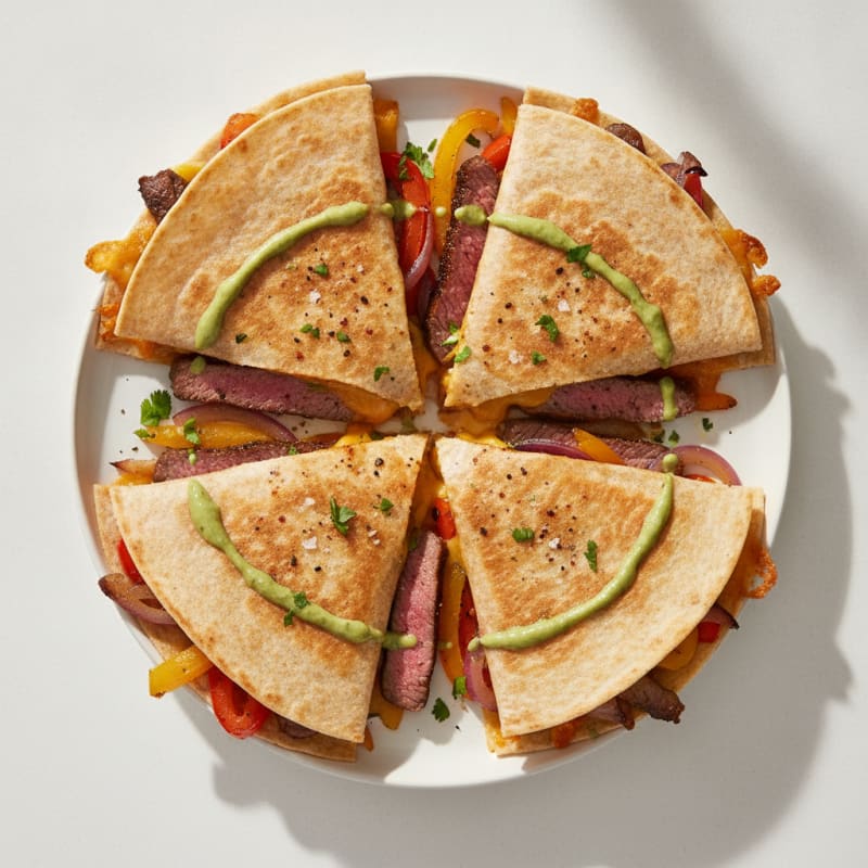 Pan-Seared Steak Quesadillas with Peppers