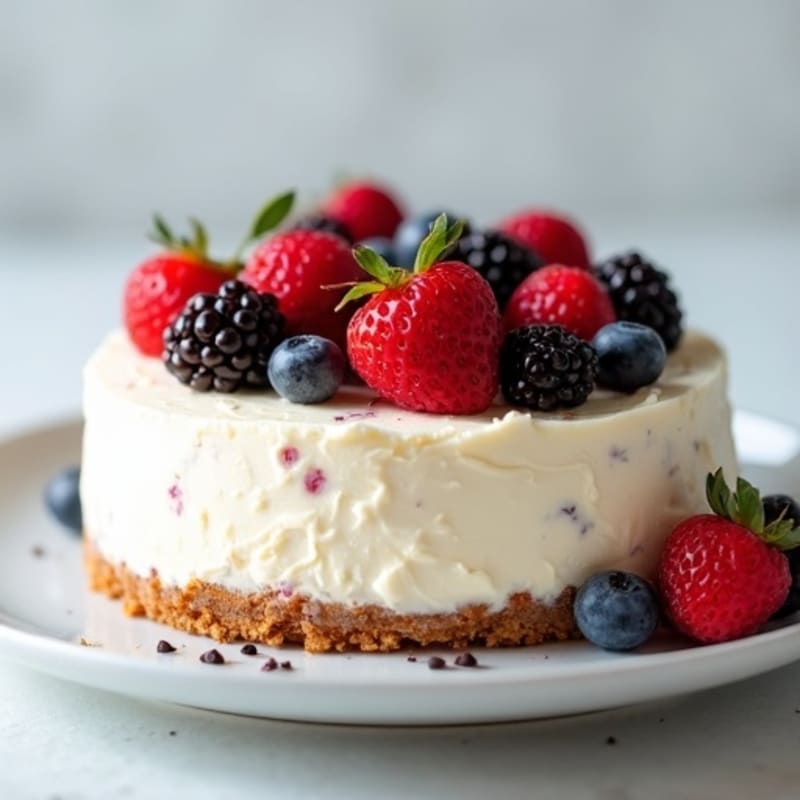 Creamy Greek Yogurt Protein Cheesecake with Fresh Berries