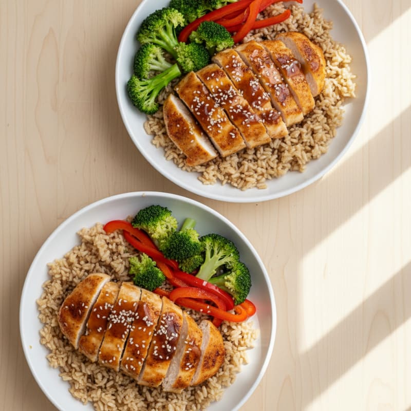 Crispy Honey-Garlic Chicken Bowls