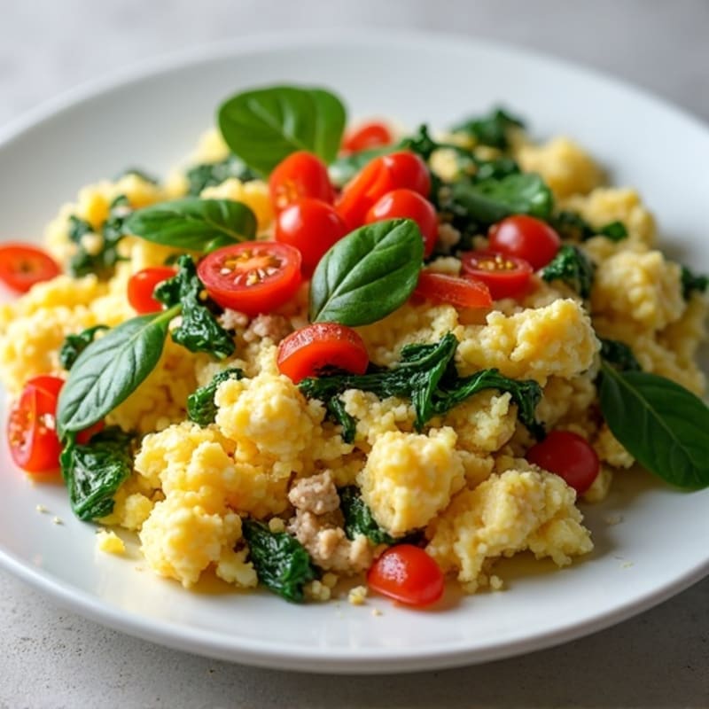Egg White and Turkey Spinach Scramble