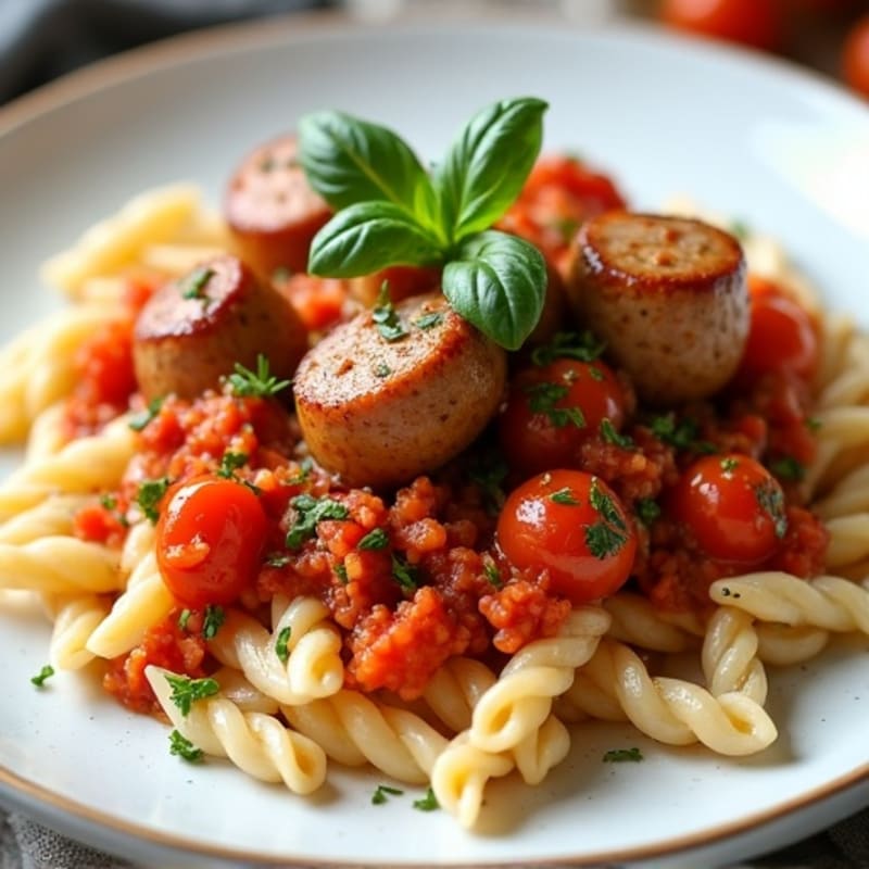Healthy Lean Sausage Ragu with Whole Wheat Pasta