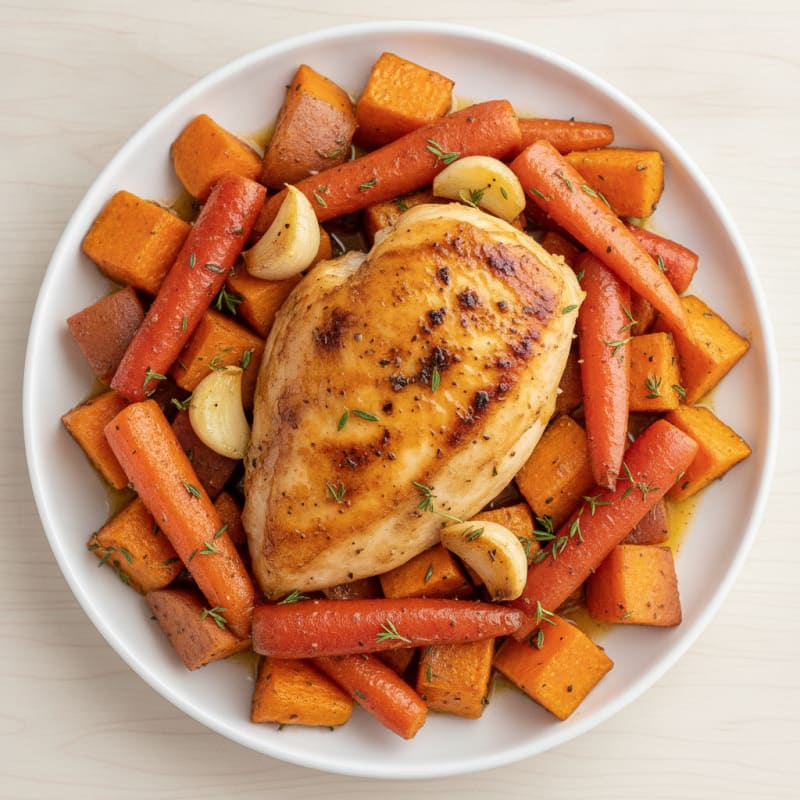 Garlic Herb Roasted Chicken with Root Vegetables