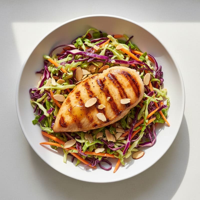 Grilled Chicken Breast with Crunchy Cabbage Slaw