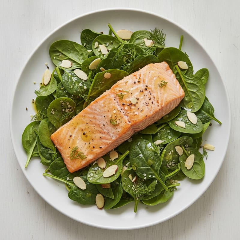 Baked Salmon with Lemon-Herb Spinach Salad