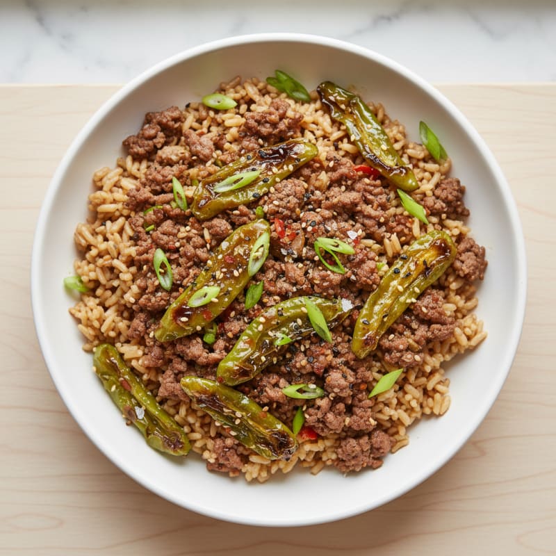 Beef and Shishito Pepper Rice Bowl
