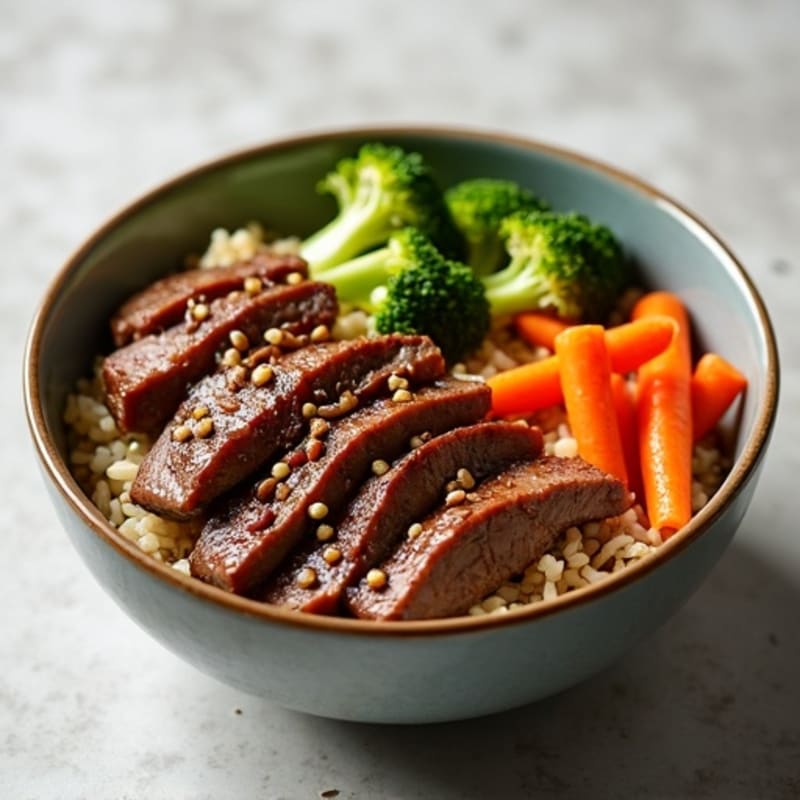 Ginger-Garlic Seared Beef Rice Bowl