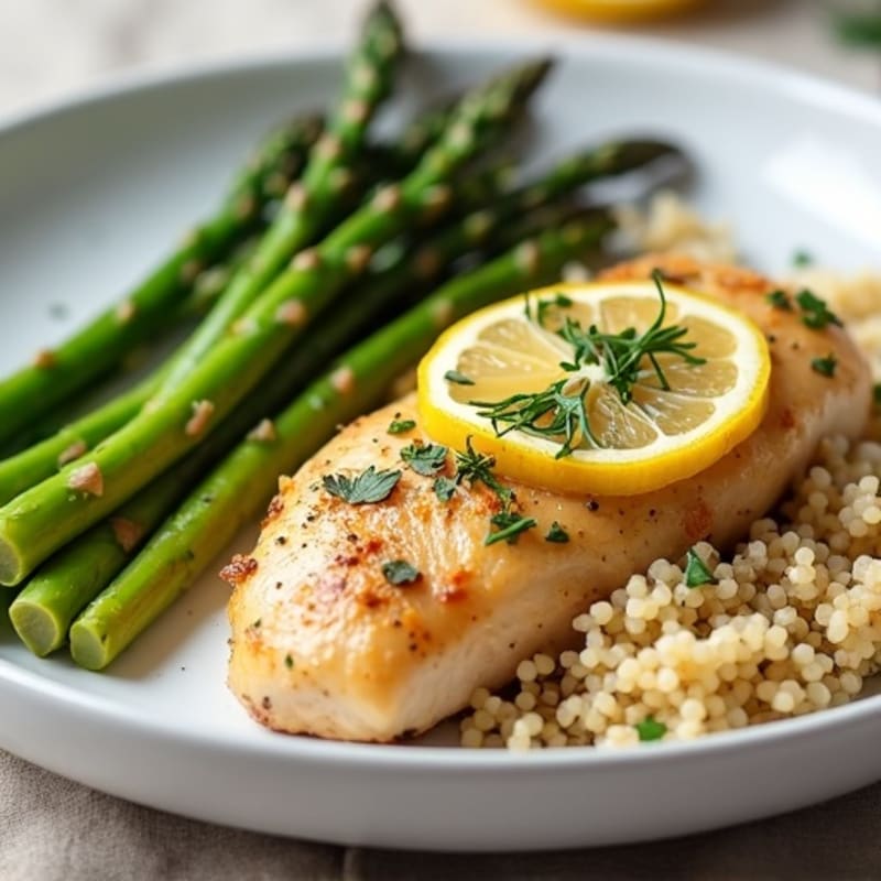 Lemon Herb Baked Chicken Breast with Roasted Asparagus