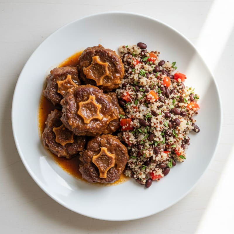 Braised Oxtail with Quinoa and Bean Salad