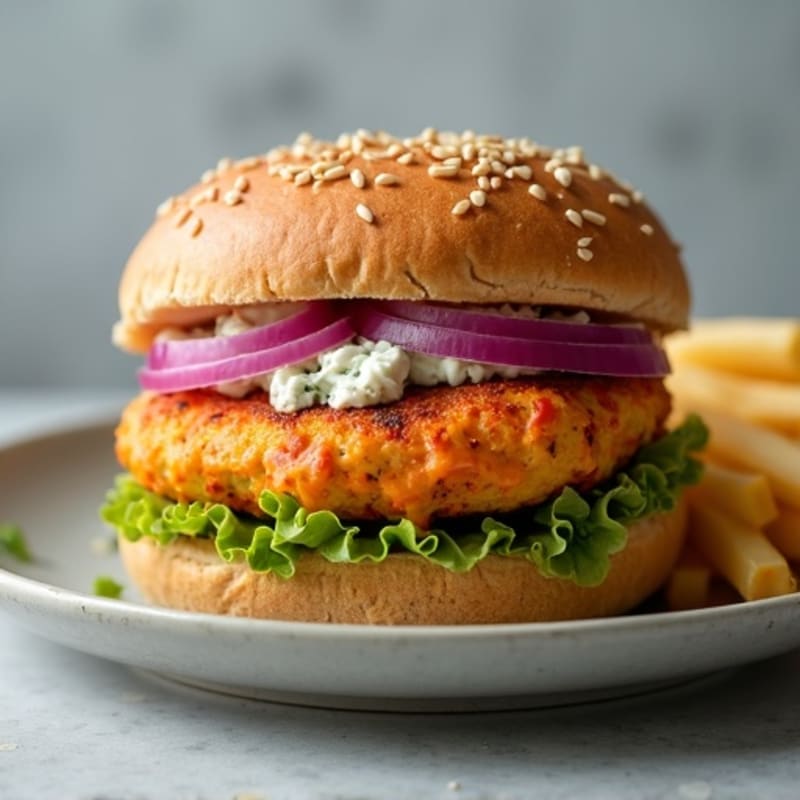 Lean Buffalo Chicken Burgers with Creamy Blue Cheese