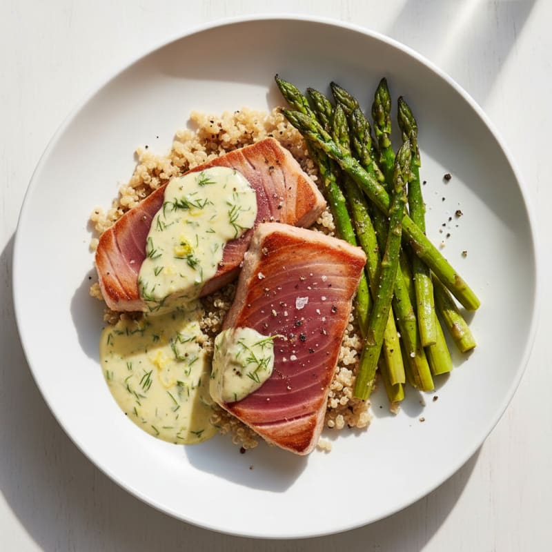 Pan-Seared Tuna with Lemon-Dill Sauce