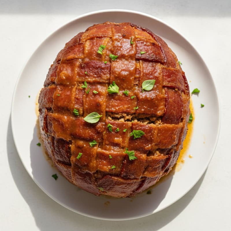 BBQ Bacon-Wrapped Meatloaf with Glaze