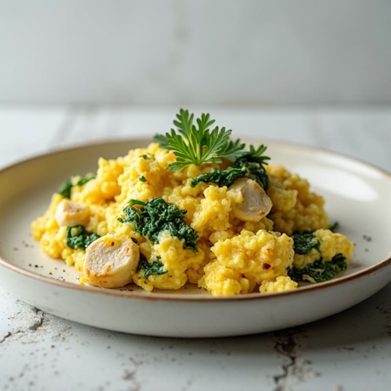 Egg White Scramble with Spinach and Turkey Breast