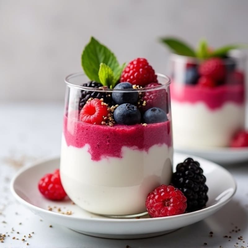 Greek Yogurt Protein Mousse with Mixed Berries