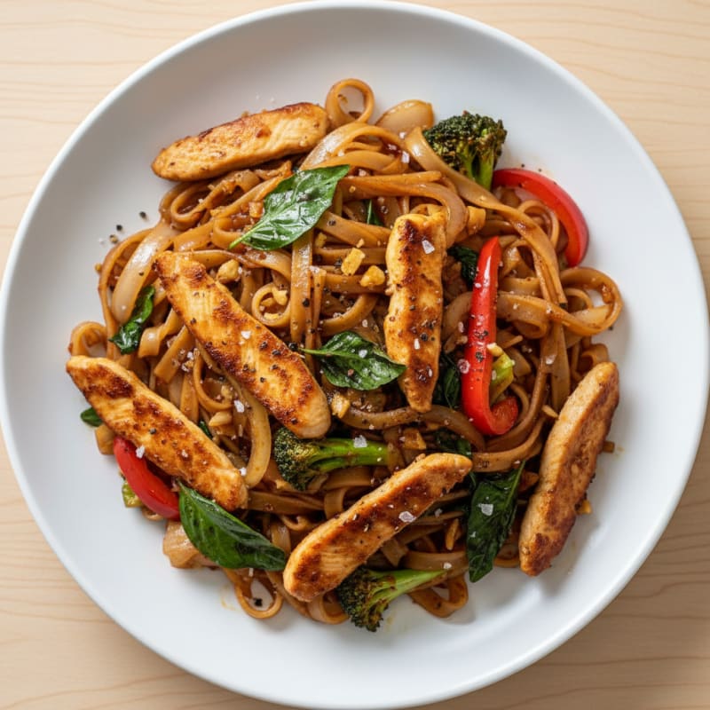 Thai Drunken Noodles with Chicken