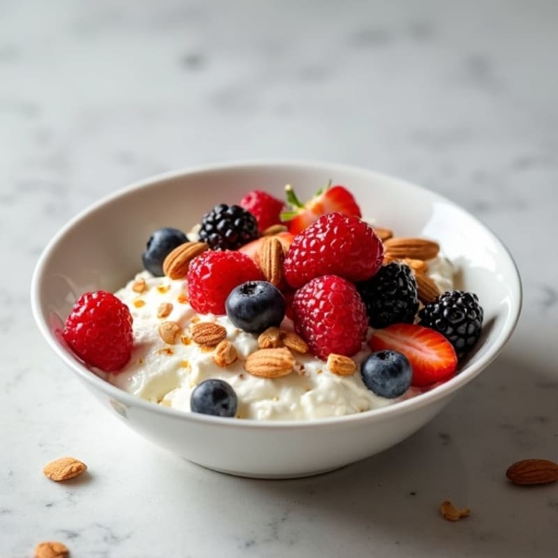 Cottage Cheese Berry Bowl with Almonds