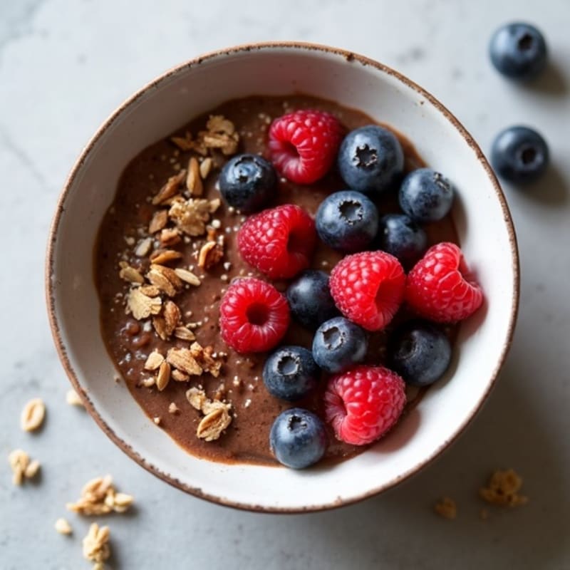 Molten Chocolate Protein Oats with Fresh Berries