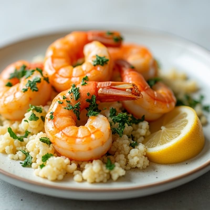 Garlic-Lemon Pan Seared Prawns with Herb Cauliflower Rice