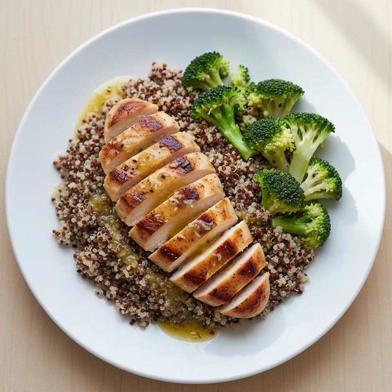 Grilled Chicken Breast with Quinoa and Steamed Broccoli