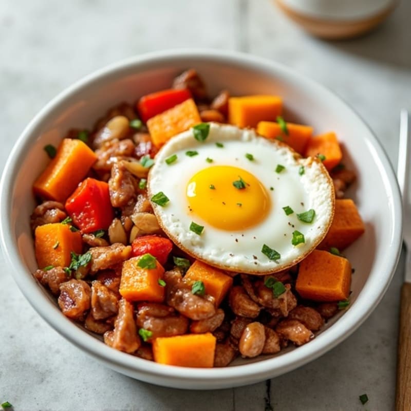 Protein-Packed Sweet Potato Hash with Eggs