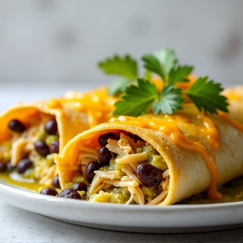 Salsa Verde Shredded Chicken Enchiladas