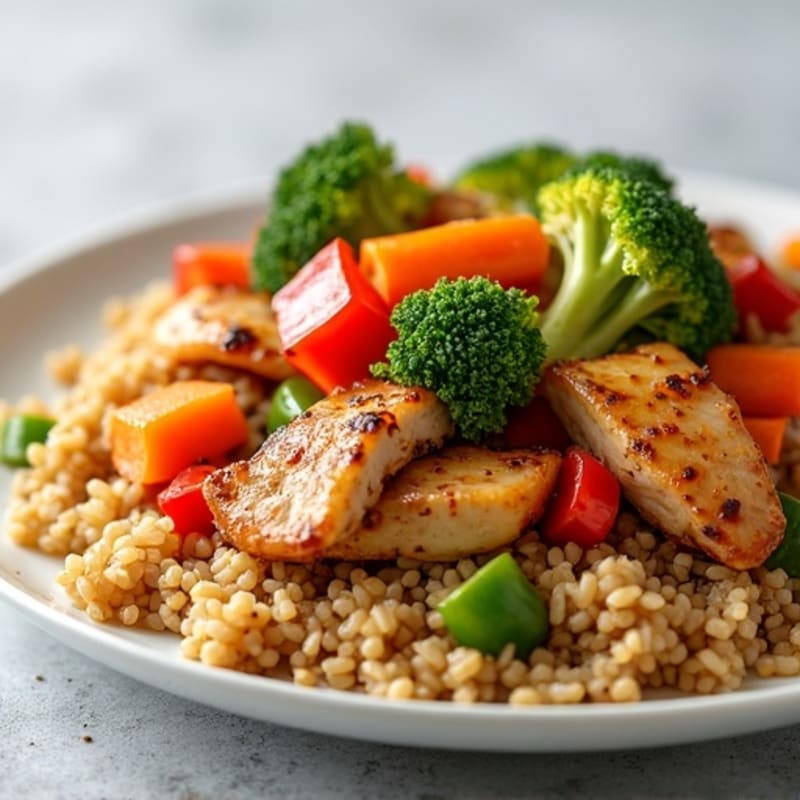 Chicken and Fresh Vegetable Stir-Fried Rice