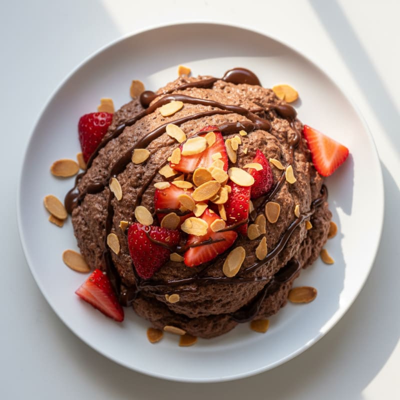 Chocolate Greek Yogurt Protein Mousse with Sliced Strawberries