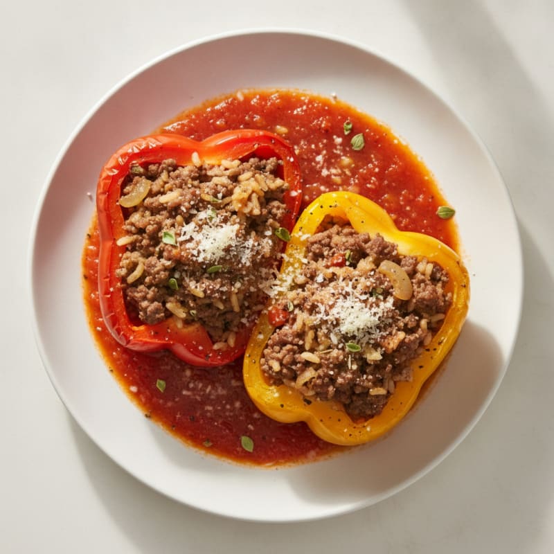 Beef and Rice Stuffed Bell Peppers